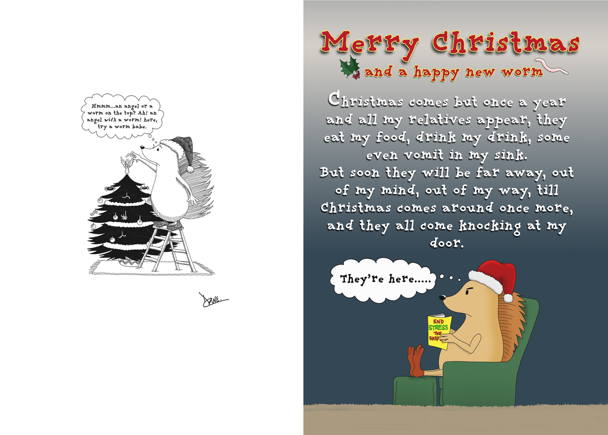 Merry Christmas and a happy new worm. – Pack of 10 cards and 10 envelopes.
