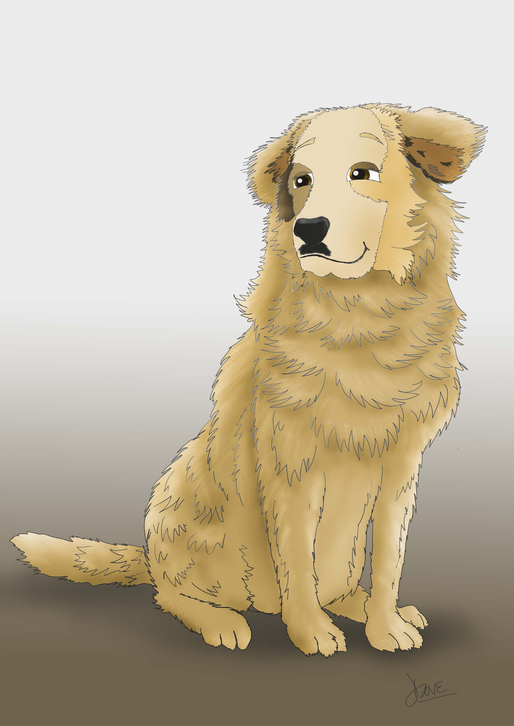 Illustrated golden retriever portrait