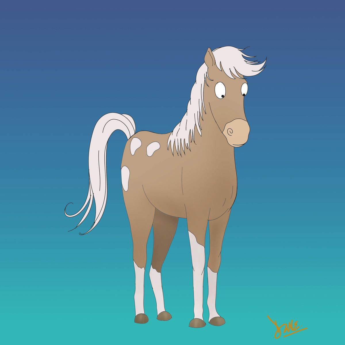 Cartoon pony with a white mane