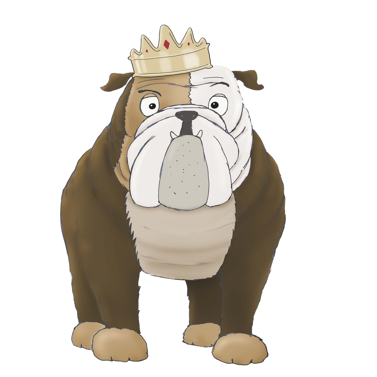 Cartoon bulldog wearing a crown