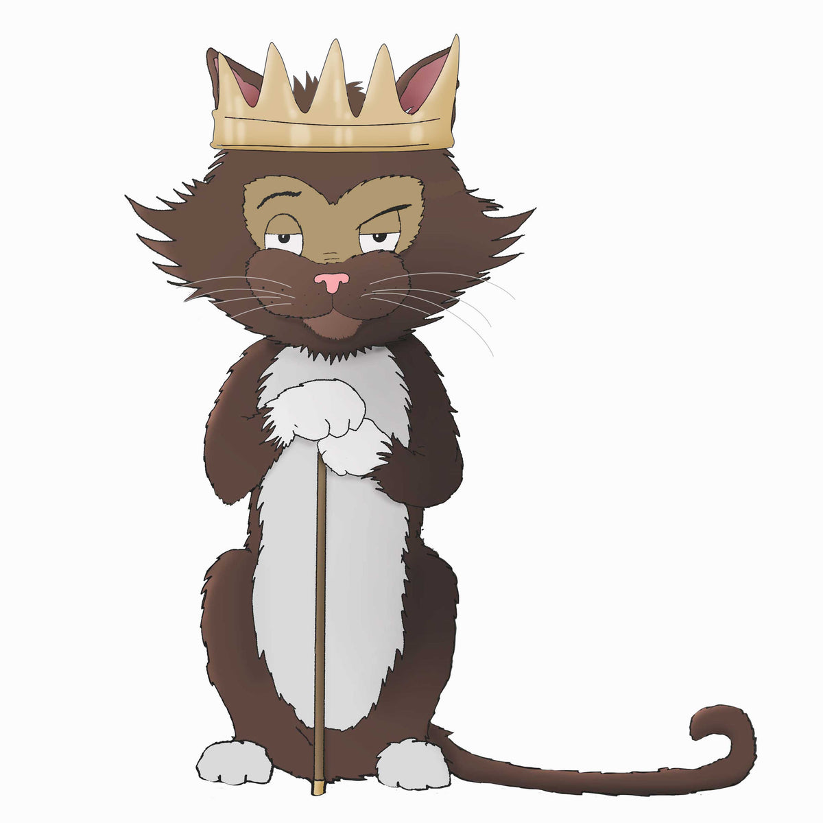 Cartoon cat wearing a golden crown