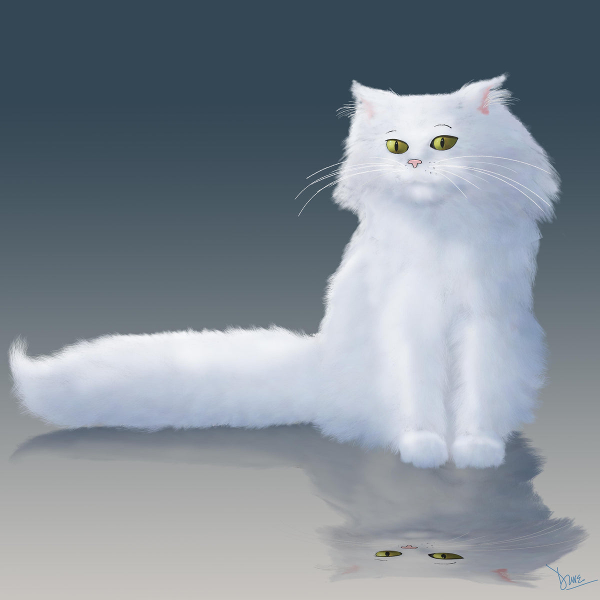 Fluffy white cat portrait
